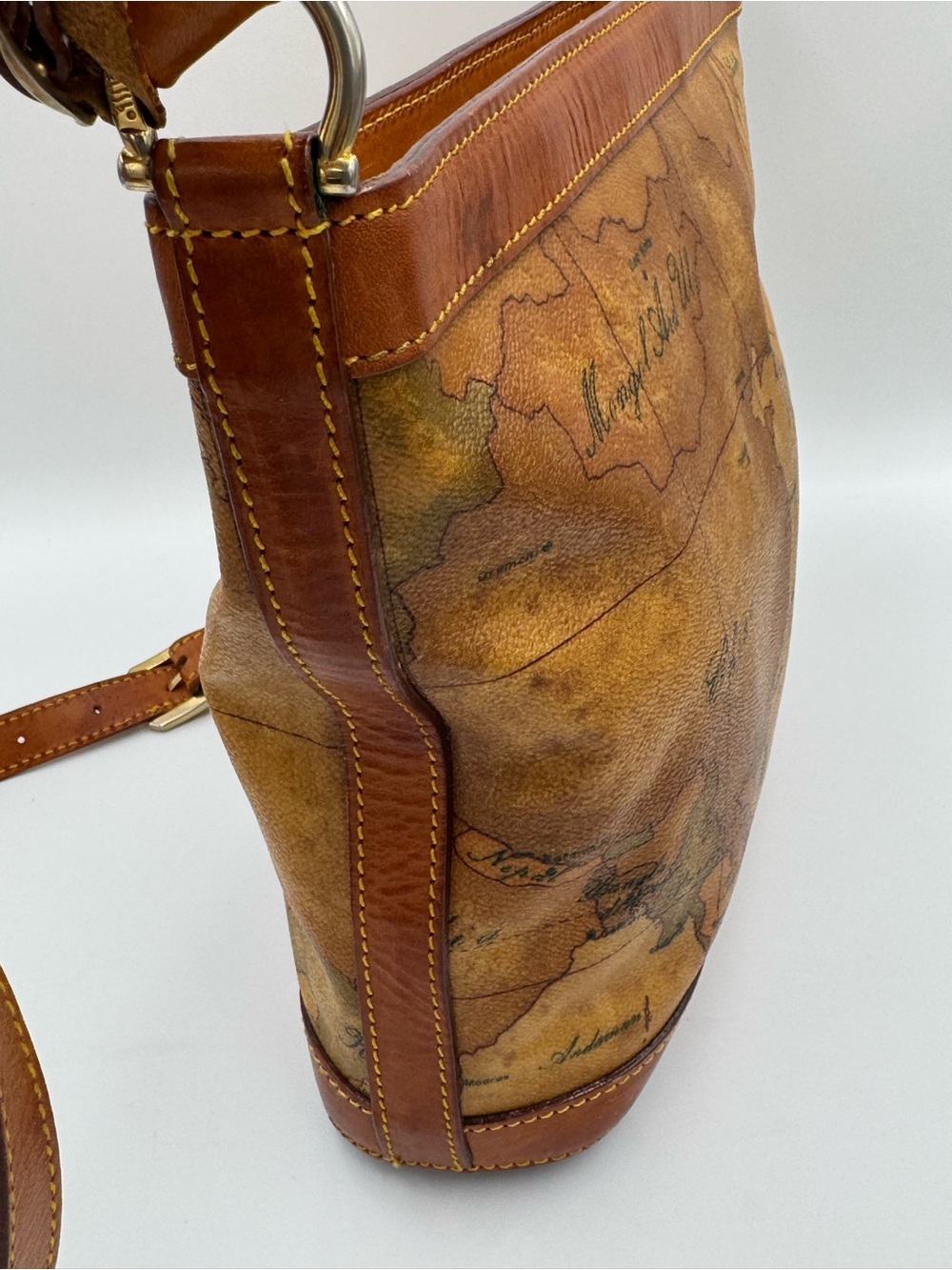 Alviero Martini 1a Classe Map-Print Shoulder Bag with Luggage Tag - Picture 7 of 16